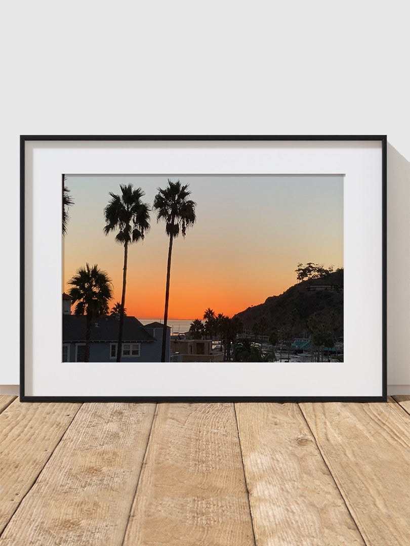 A photograph of a sunset on Catalina Island