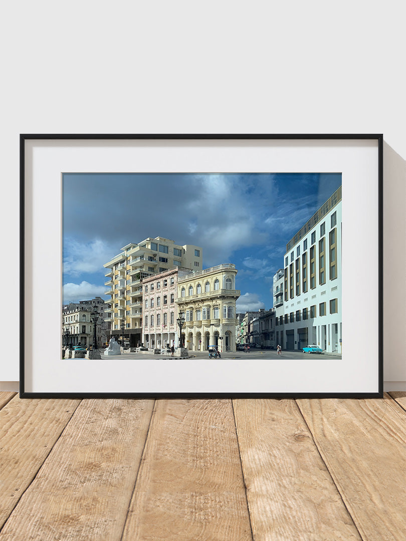 Framed photograph of a Havana's Plaza Vieja (old square)