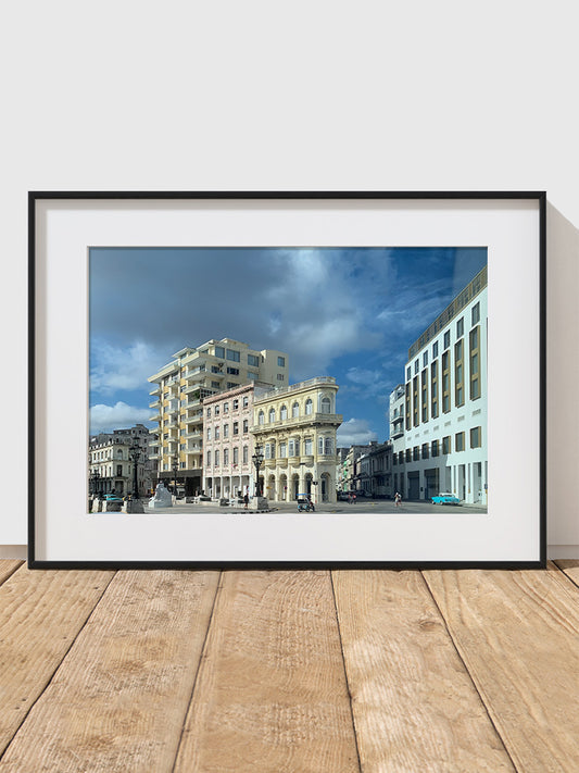 Framed photograph of a Havana's Plaza Vieja (old square)